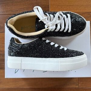 Betsey Johnson Black Rhinestone Platform Sneakers - size 7